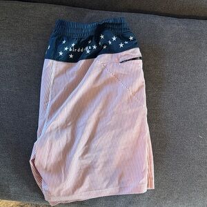 Birddogs Kids Pink Striped Shorts with Blue Star Waistband